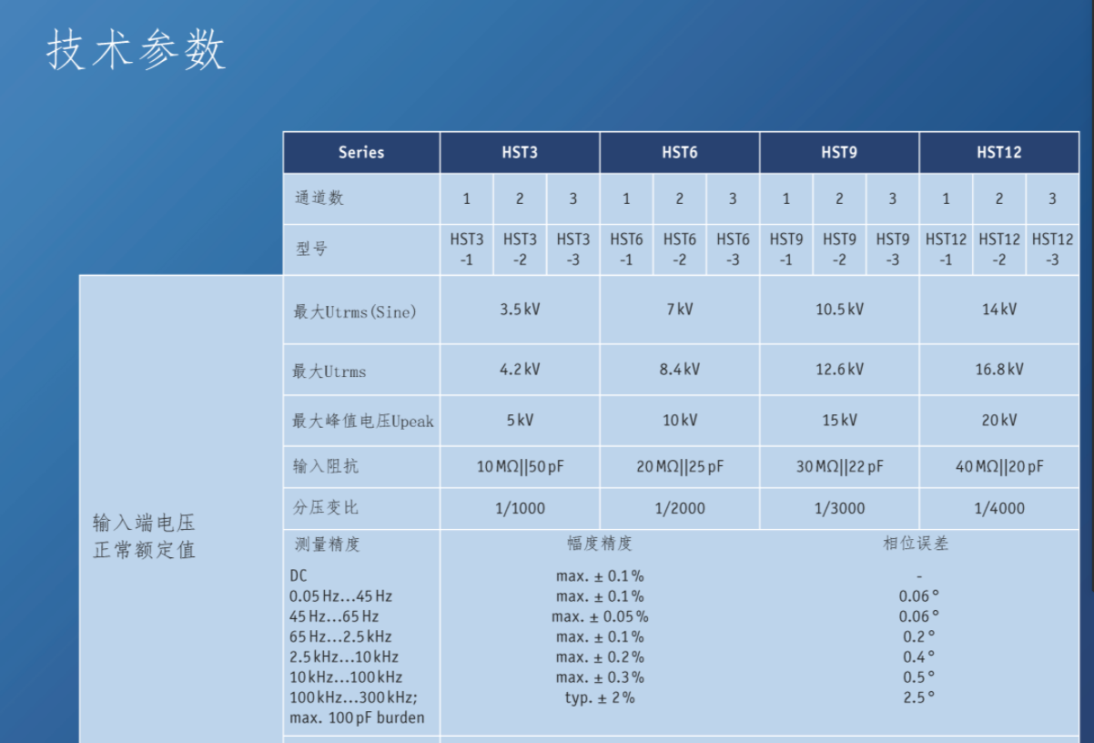 高壓分壓器技術(shù)參數(shù)